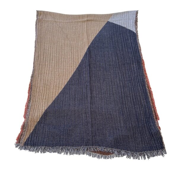 Zara Colorblock Woven Scarf With Fringe Edges 32x70 Inches 1K - Picture 2 of 10